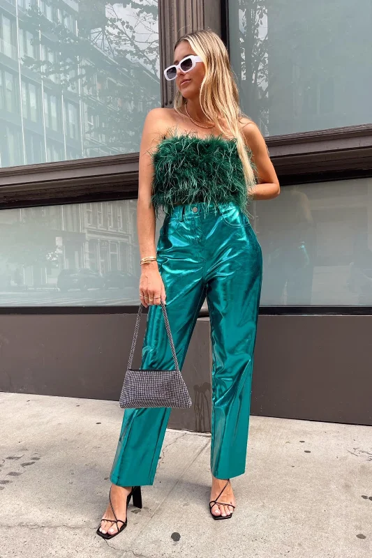 Practical Style Aimmia Metallic Blue Straight Leg Pants