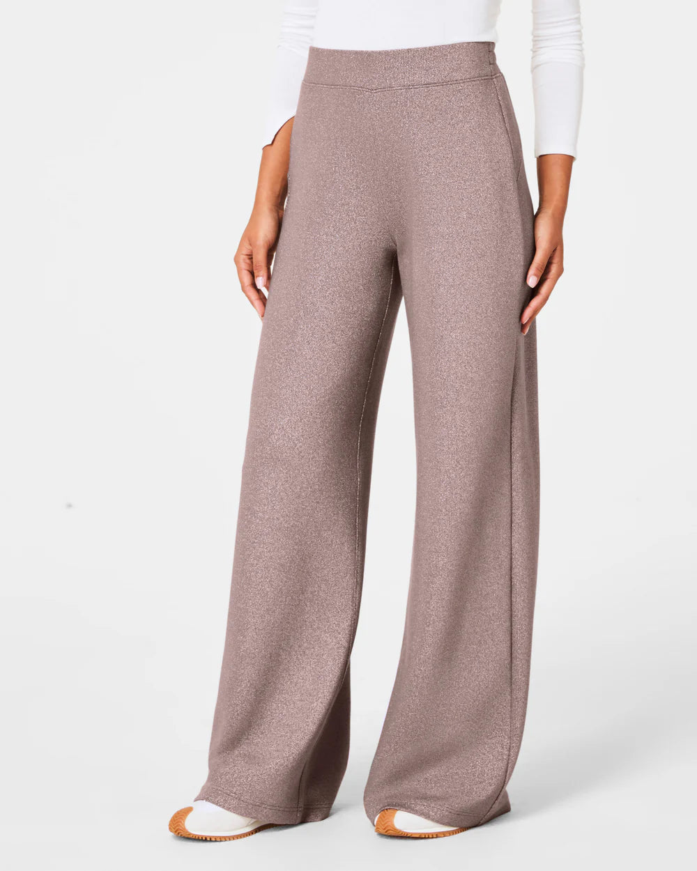 Soft Relaxation Wear Air Essentials Shine Wide Leg Pants - Smoke Silver