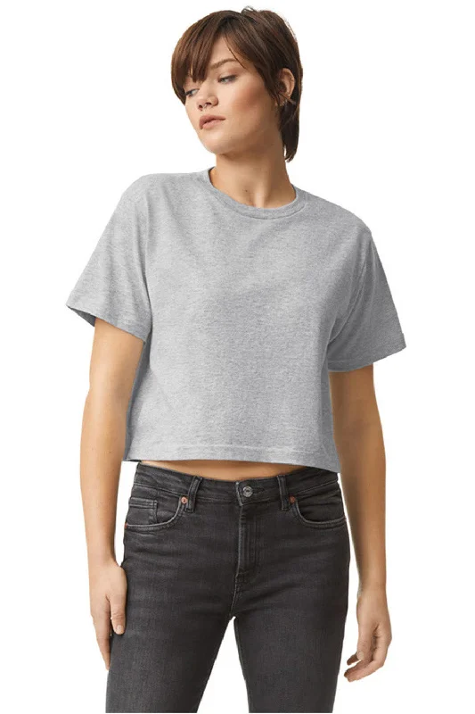 Elegant And Simple American Apparel Womens Fine Jersey Boxy Short Sleeve Crewneck T-Shirt - Heather Grey