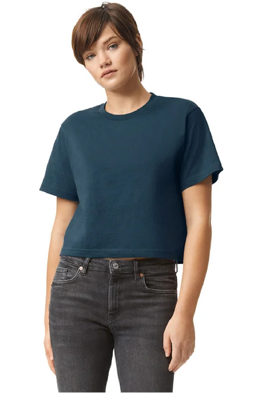 Carefree American Apparel Womens Fine Jersey Boxy Short Sleeve Crewneck T-Shirt - Sea Blue