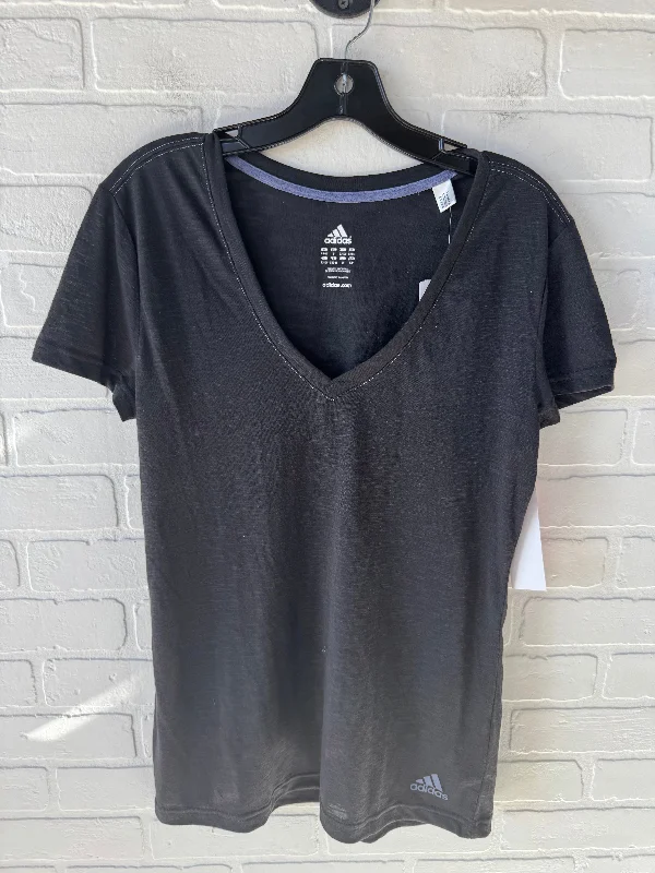 Youthful Athletic Top Short Sleeve By Adidas In Black, Size: S