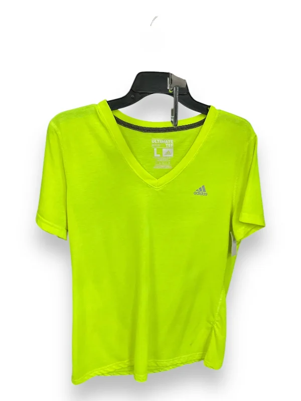 Everyday Style Athletic Top Short Sleeve By Adidas In Green, Size: L