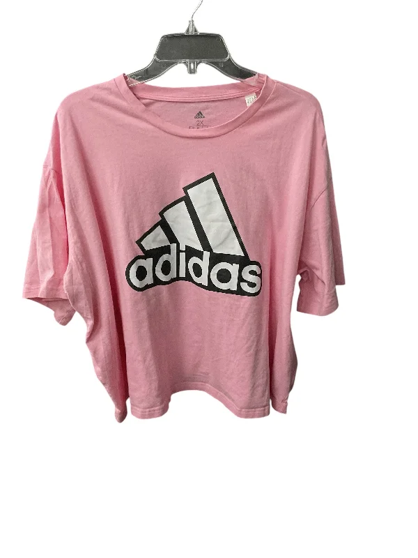 High-end Customization Athletic Top Short Sleeve By Adidas In Pink, Size: 2x