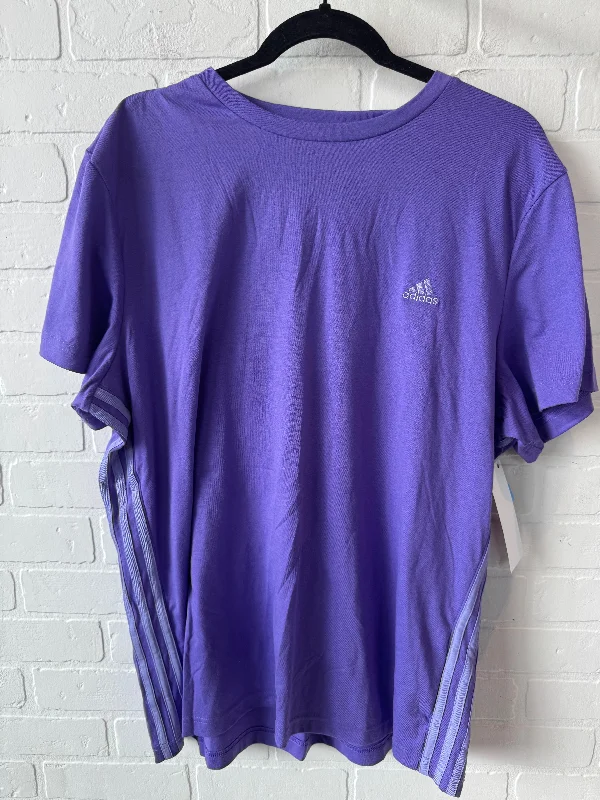 Low-key Luxury Athletic Top Short Sleeve By Adidas In Purple, Size: Xl