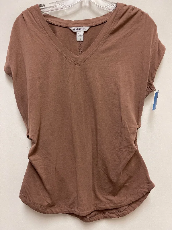 Cozy Outfit Athletic Top Short Sleeve By Athleta In Brown, Size: L