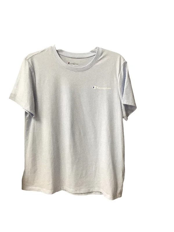 French Retro Athletic Top Short Sleeve By Champion In Blue, Size: M