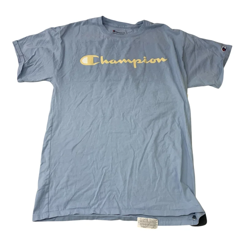 Luxury Style Athletic Top Short Sleeve By Champion In Blue, Size: M