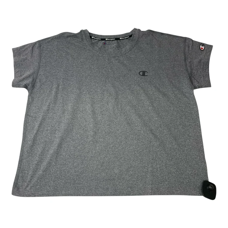 Fashionable And Versatile Athletic Top Short Sleeve By Champion In Grey, Size: M