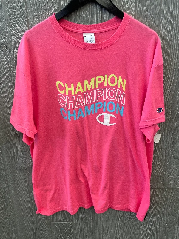 Fashionable And Versatile Athletic Top Short Sleeve By Champion In Pink, Size: L