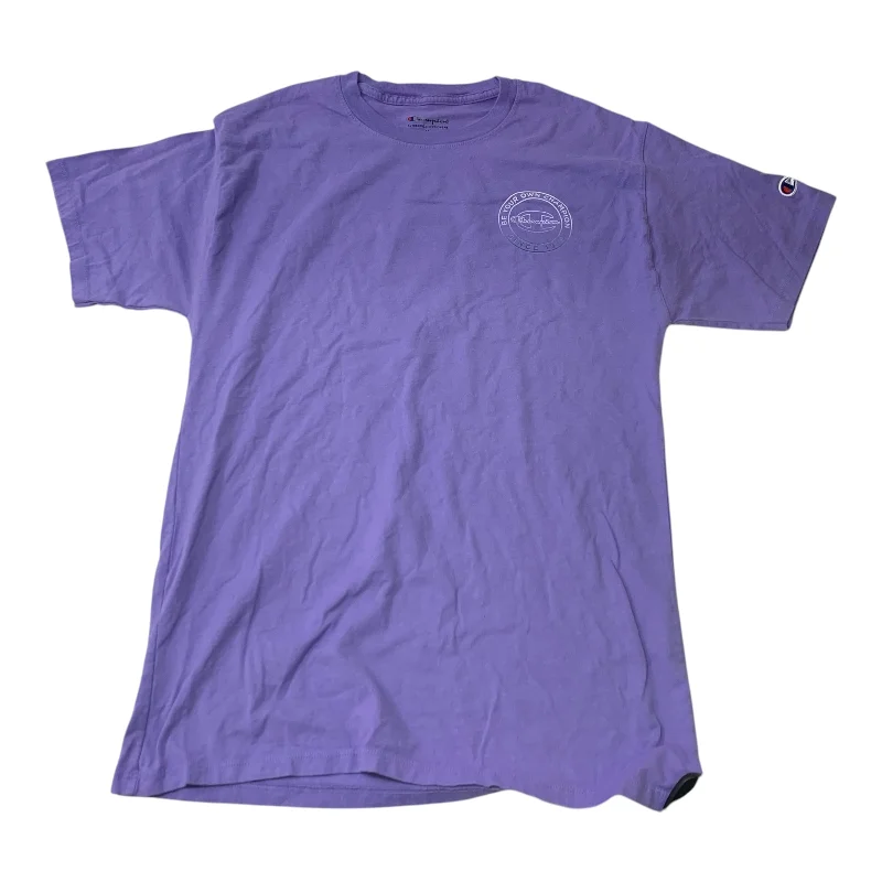 Fashionable Inner Wear Athletic Top Short Sleeve By Champion In Purple, Size: M