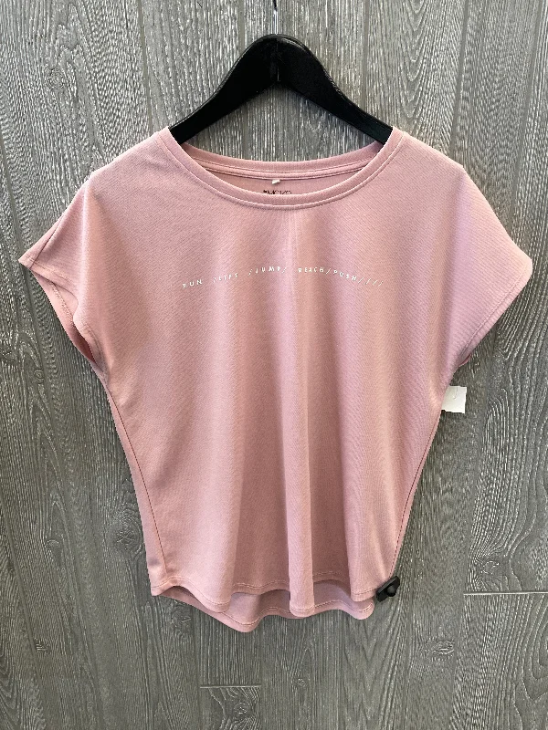 Celebrity Style Athletic Top Short Sleeve By H&m In Pink, Size: L