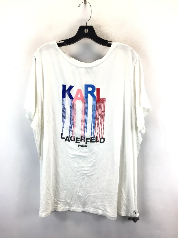 Breezy Outfits Athletic Top Short Sleeve By Karl Lagerfeld In White, Size: 2x