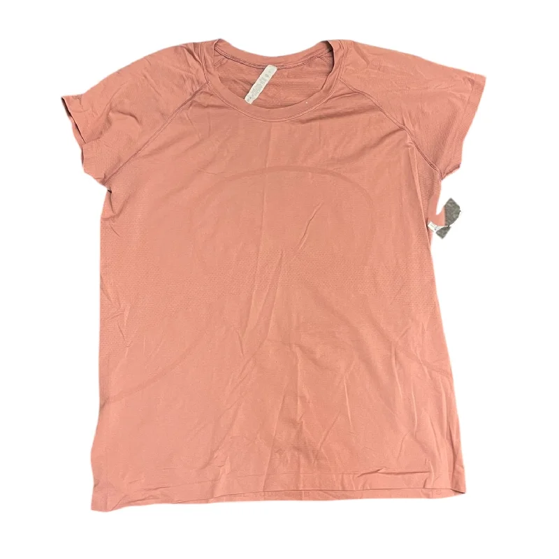 Relaxed Weekend Wear Athletic Top Short Sleeve By Lululemon In Pink, Size: 18