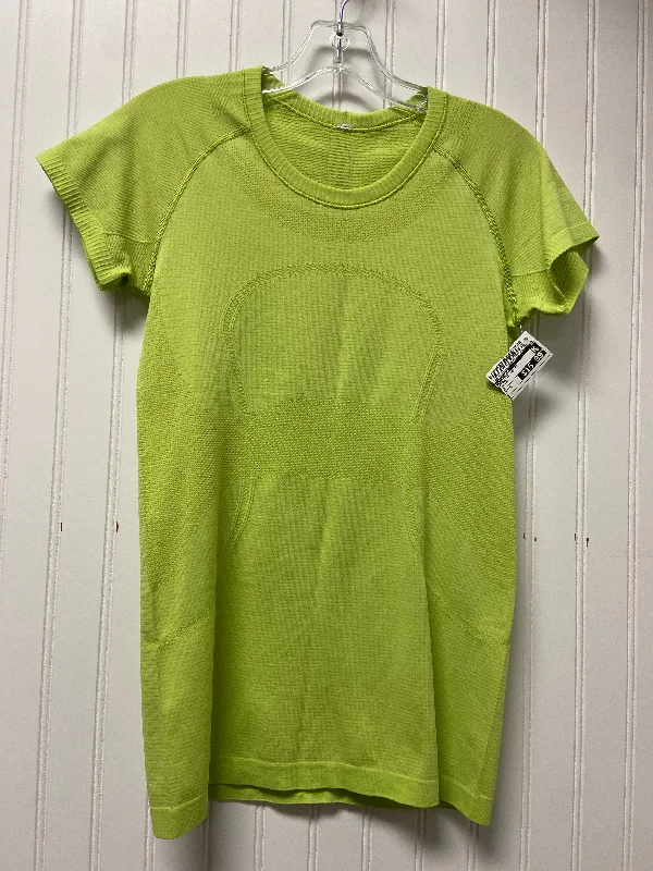 Cute Style Athletic Top Short Sleeve By Lululemon In Yellow, Size: S