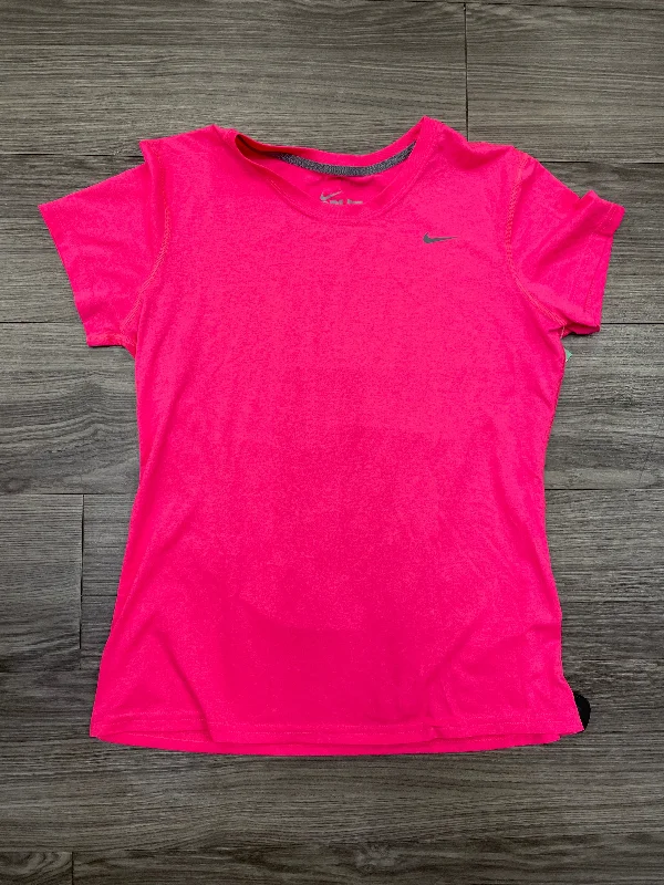 Minimal Style Athletic Top Short Sleeve By Nike Apparel In Pink, Size: L