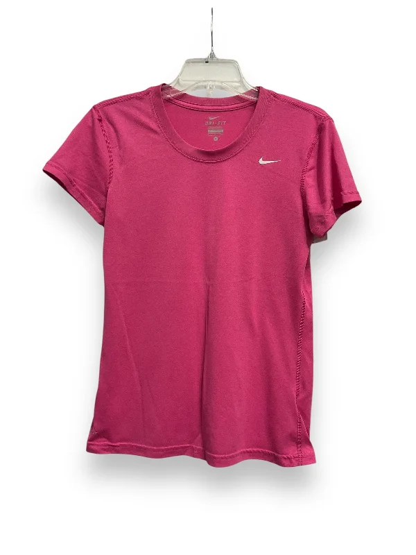 Soft Relaxation Wear Athletic Top Short Sleeve By Nike Apparel In Pink, Size: S