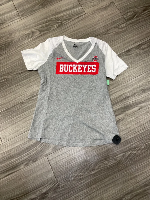 Casual And Casual Athletic Top Short Sleeve By Nike In Grey & White, Size: Xl