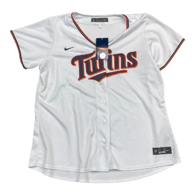 Casual Ease Athletic Top Short Sleeve By Nike In White, Size: 1x