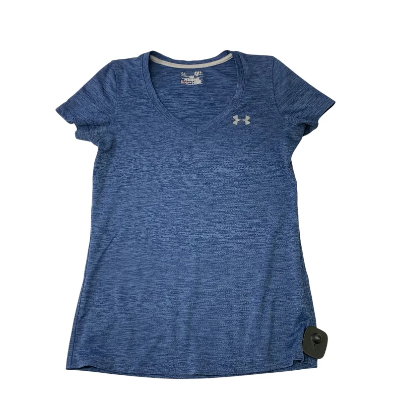Warm Comfort Athletic Top Short Sleeve By Under Armour In Blue, Size: S