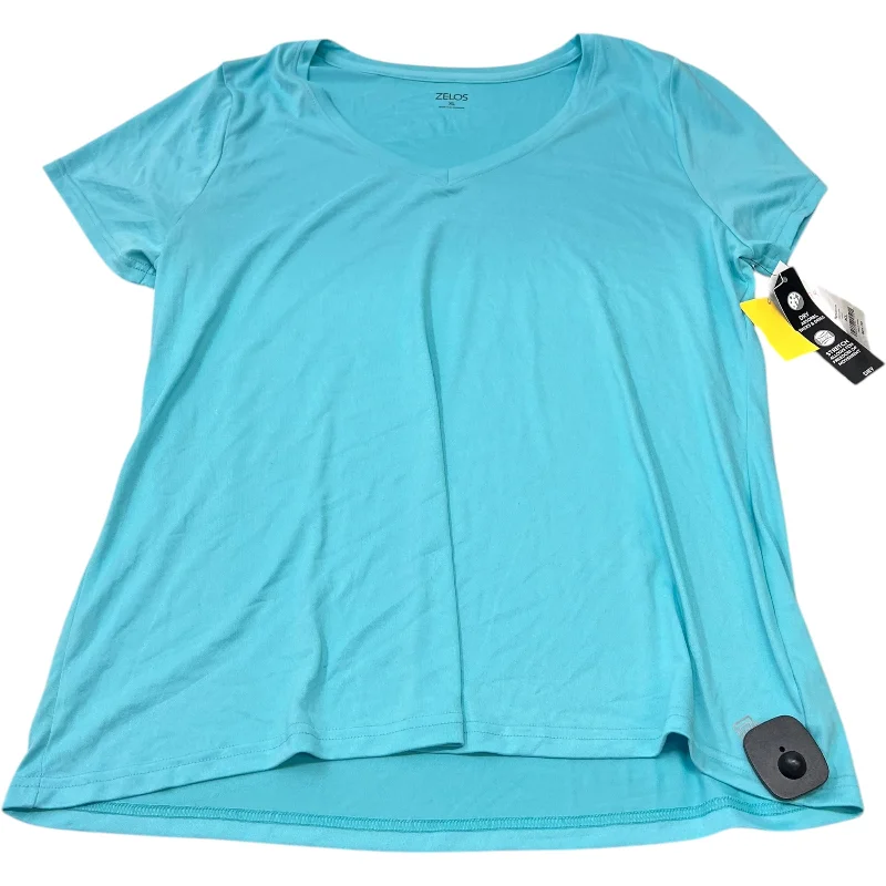 Ethnic Style Athletic Top Short Sleeve By Zelos In Blue, Size: Xl