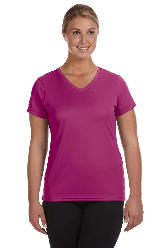 Simple Design Augusta Sportswear Womens Moisture Wicking Short Sleeve V-Neck T-Shirt - Power Pink