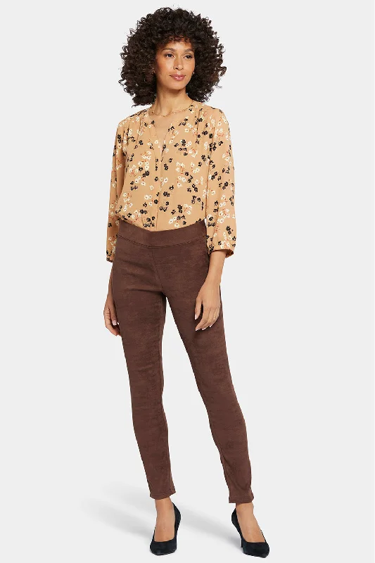 Breathable Comfort Basic Legging Pants In Petite - Dark Chocolate