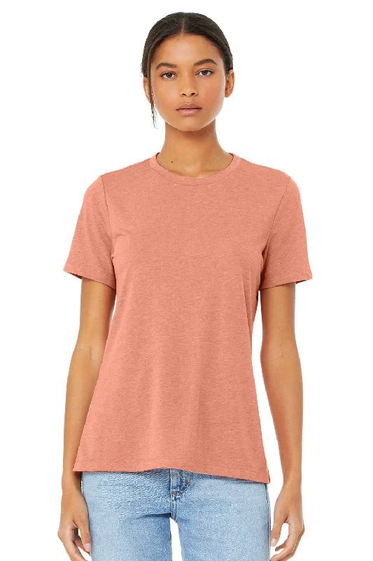 Soft Relaxation Wear Bella + Canvas Womens CVC Short Sleeve Crewneck T-Shirt - Heather Sunset Orange