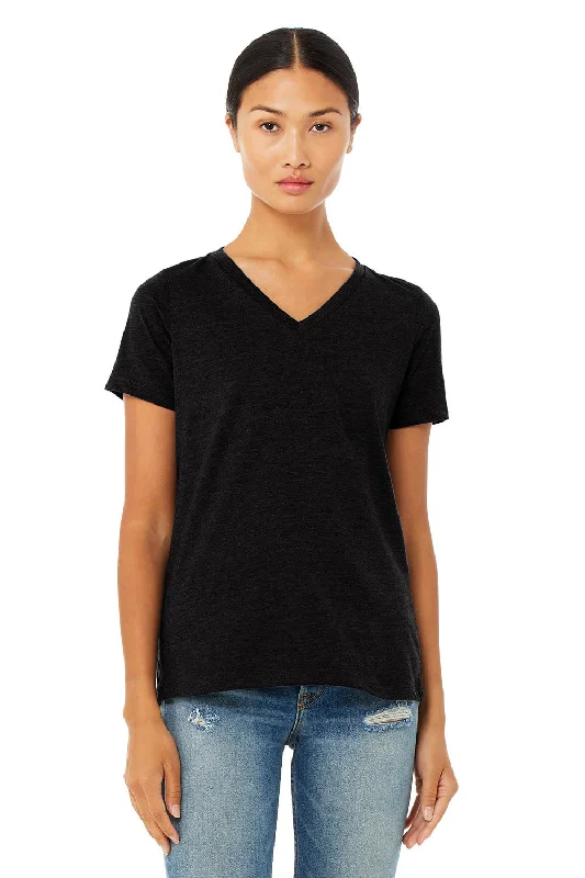 Trendy Dresses Bella + Canvas Womens CVC Short Sleeve V-Neck T-Shirt - Solid Black