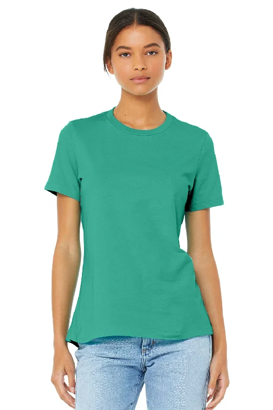 Exclusive Customization Bella + Canvas Womens Relaxed Jersey Short Sleeve Crewneck T-Shirt - Teal Green