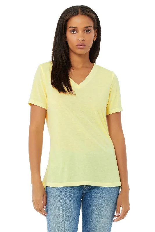 Smart Comfort Bella + Canvas Womens Short Sleeve V-Neck T-Shirt - Pale Yellow