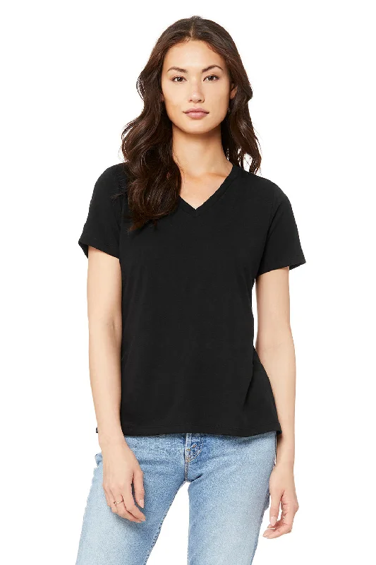 Casual Wear Bella + Canvas Womens Short Sleeve V-Neck T-Shirt - Solid Black