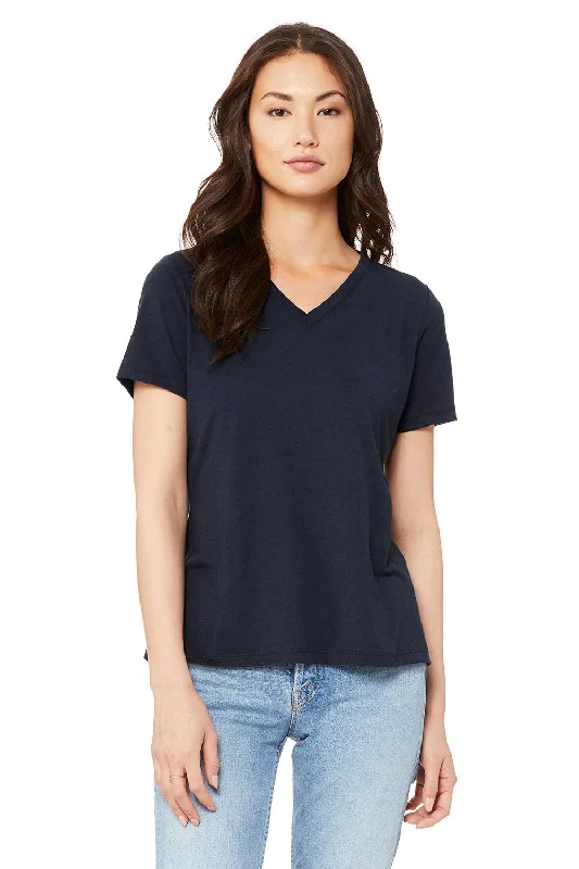 Sports Style Bella + Canvas Womens Short Sleeve V-Neck T-Shirt - Solid Navy Blue