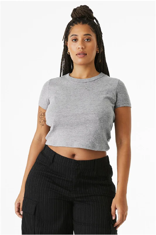 Classic Series Bella + Canvas Womens Micro Ribbed Short Sleeve Crewneck Baby T-Shirt - Heather Grey