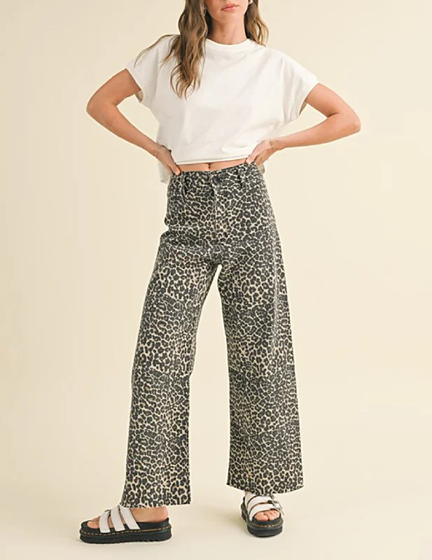 Sports And Leisure Bianca Leopard Print Wide Leg Pants