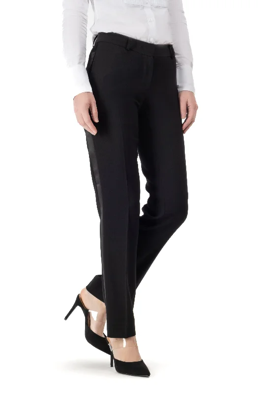 Black Slim Fit Tuxedo Pants w/ Satin Back Pocket