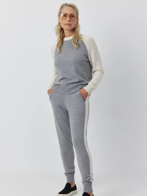Simple Style Essential Cashmere Sport Jogger - Dark Grey Melange/Cream