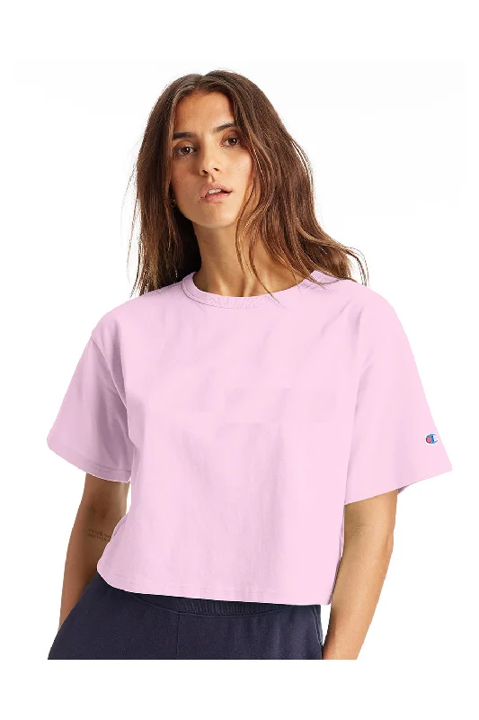 Cozy Street Style Champion Womens Heritage Cropped Short Sleeve Crewneck T-Shirt - Candy Pink
