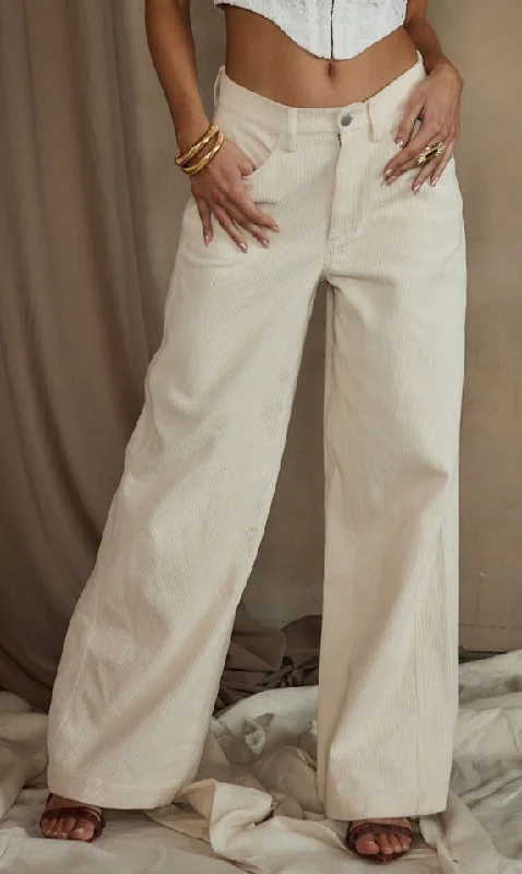 Fresh And Natural Clarence Cream Corduroy Pants