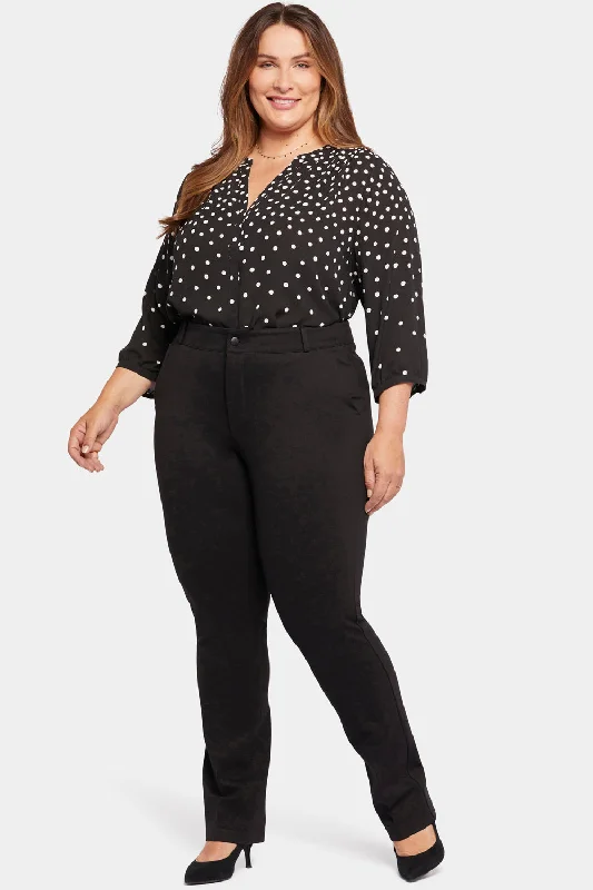 High-end Fabrics Classic Trouser Pants In Plus Size - Black