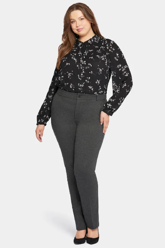 Comfortable Design Classic Trouser Pants In Plus Size - Charcoal Heathered