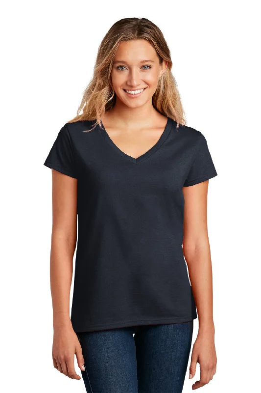 Elegant Outline District Womens Re-Tee Short Sleeve V-Neck T-Shirt - True Navy Blue