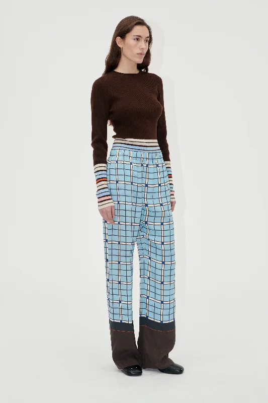 Weekend Comfort Elasticated Long Pants - Window Check
