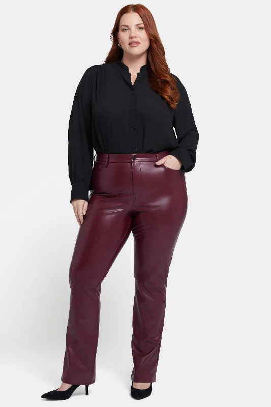 Weekend Comfort Wear Faux Leather Marilyn Straight Pants In Plus Size - Tavern