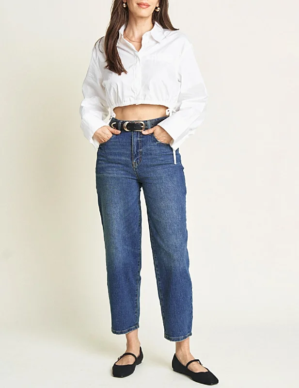 Elegant Temperament Harlow Dark Wash Barrel Jeans