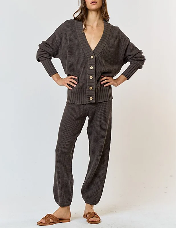 Stretch Design Heidi Charcoal Knit Jogger Pants