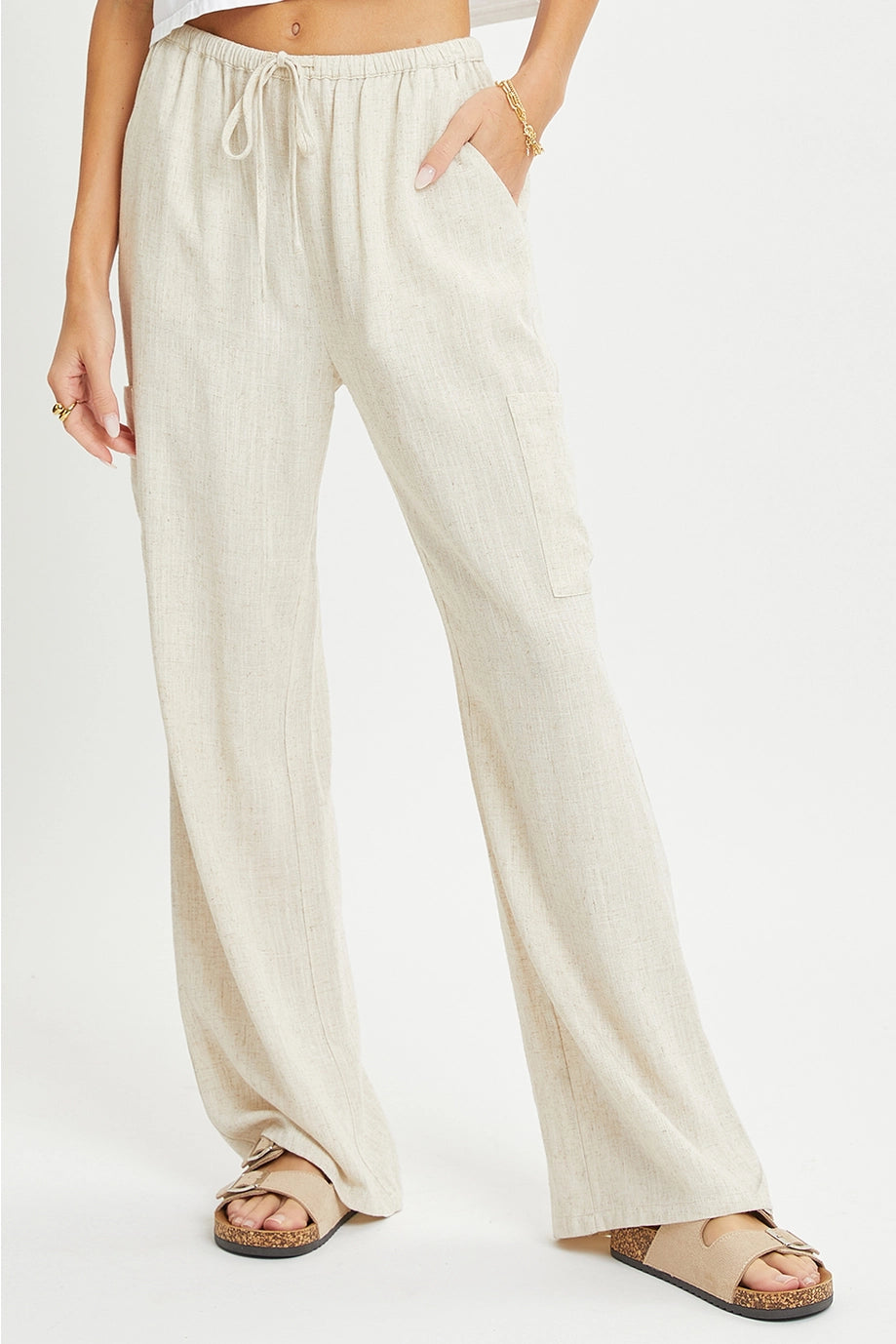 Elegant Comfort Linen Pull On Pants