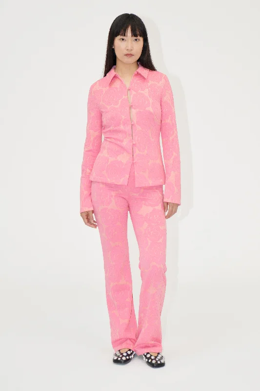 Trends Long Flared Elasticated Pants - Rose Relief