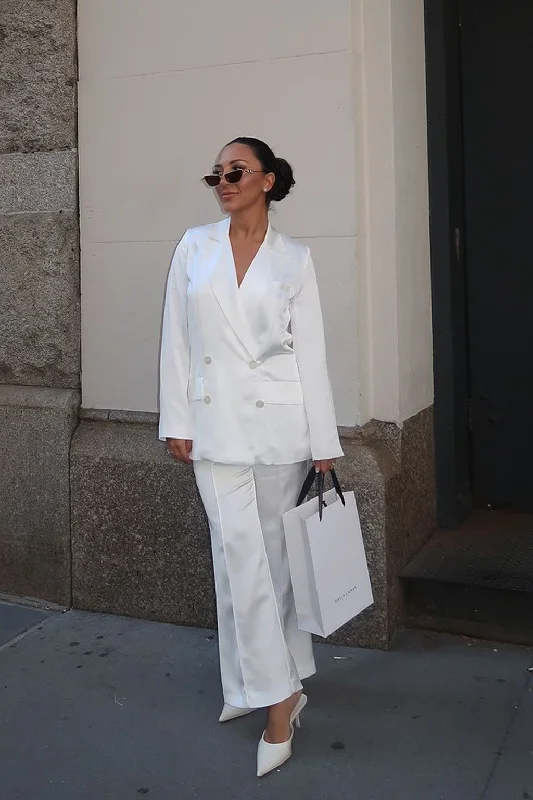 Elegant And Casual Madison White Satin Trousers