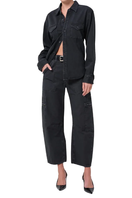 Wearable At Home Or Out Marcelle Cargo in Sateen Washed Black