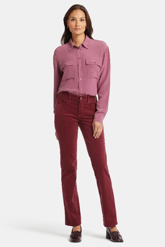 Simple Solid Color Marilyn Straight Pants In Petite - Cranberry Pie